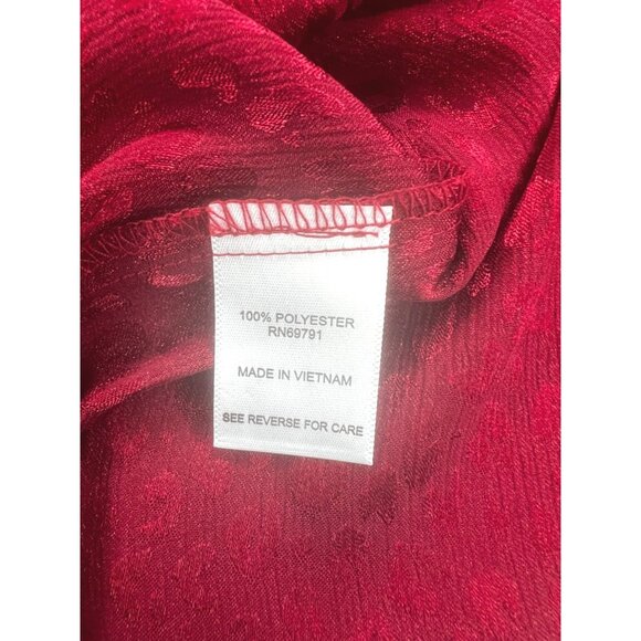 Roz & Ali Womens Red Leopard Print Long Sleeve Blouse Size Large - Picture 11 of 14